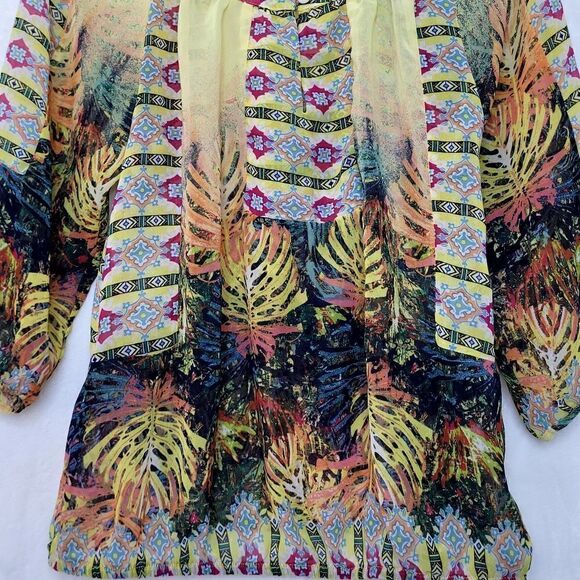 Anthropologie Fig and Flower Tropical Sheer Blouse Size Medium - Picture 3 of 11